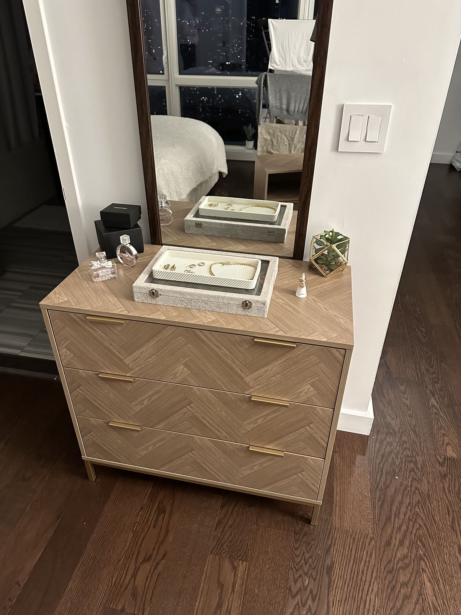 TV mounted on a brick wall