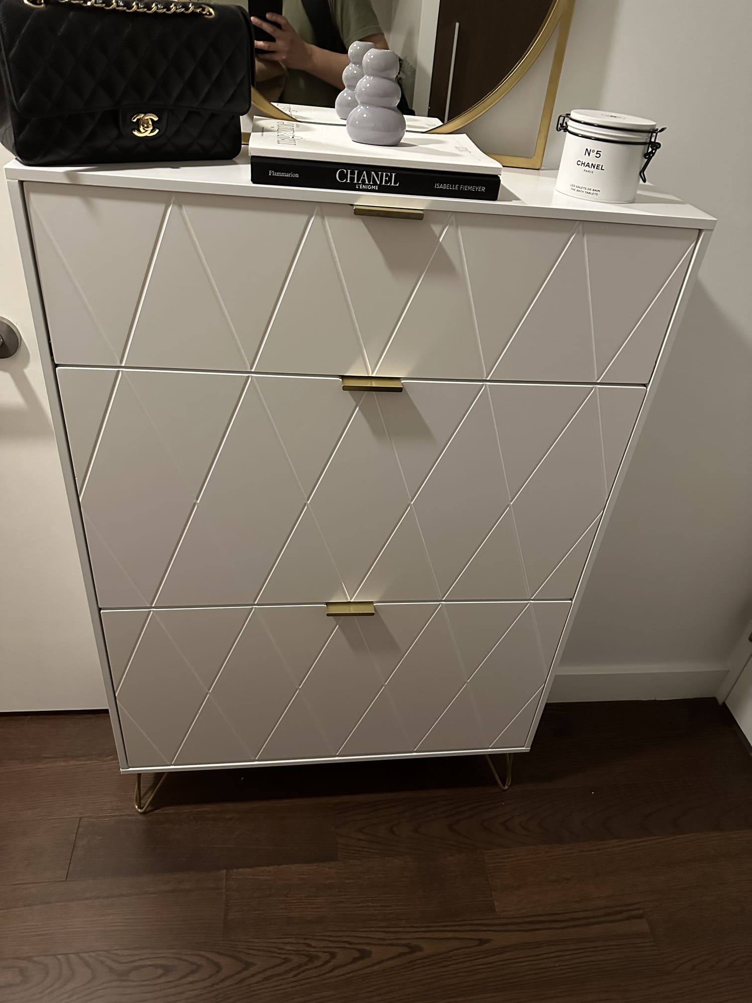 Assembled wooden crib in a nursery